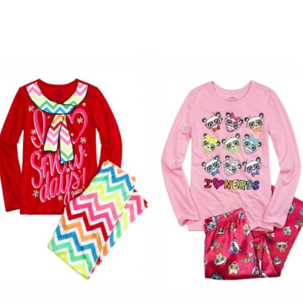 Justice Girls 2 Pair Winter Pajamas Bundle 6/7 NWT